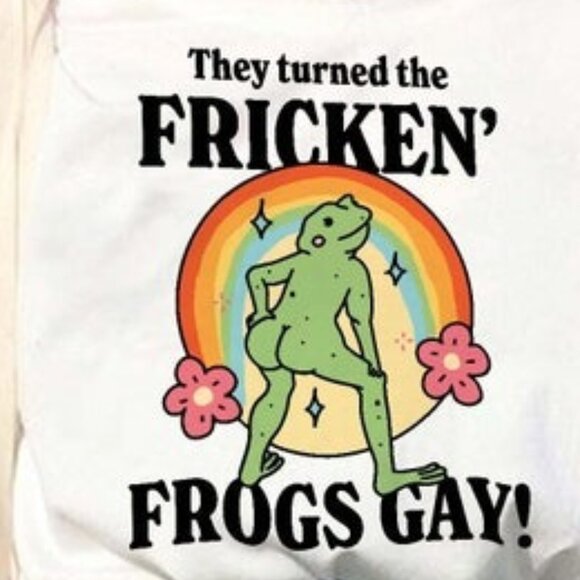 LGBQT Frog Shirt, They Turned The Frickin Frogs Gay Tee, Frog Meme Tee - Picture 2 of 4